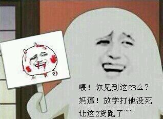 喂！你见到这2B 么了？妈逼！放学打他没死让这2货跑了！爱斗图gif搞笑图片