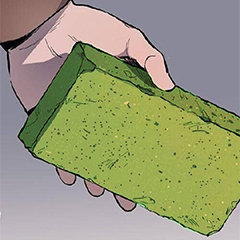 手拿绿色砖头爱斗图gif搞笑图片