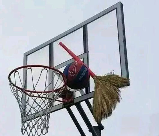 想拿扫帚把球扔回来，结果......搞笑图吧gif搞笑图片