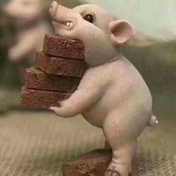 可爱萌萌猪猪，用力搬砖搞笑图吧gif搞笑图片