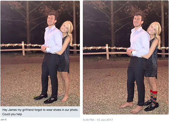 把鞋P给我女朋友穿！搞笑图吧gif搞笑图片