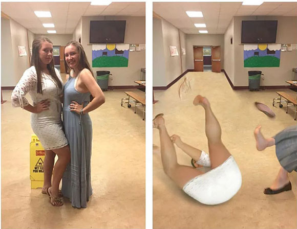 恶搞，求大神把小心地滑的标志P掉！搞笑图吧gif搞笑图片