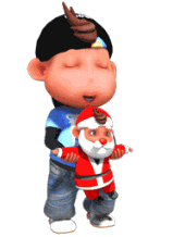 可爱的宝儿提着圣诞老人可爱趣图gif搞笑图片