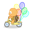 爱心龟骑单车卖气球可爱趣图gif搞笑图片
