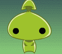 做鬼脸的绿色小蘑菇可爱趣图gif搞笑图片