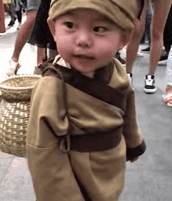 这是谁家穿古装的小孩？出来找妈妈了可爱趣图gif搞笑图片