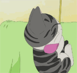 掉在绳子上的猫咪可爱趣图gif搞笑图片