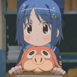 用下巴将小猪压扁可爱趣图gif搞笑图片