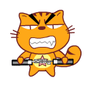 可可猫耍双节棍打到自己，好痛啊可爱趣图gif搞笑图片