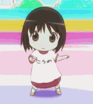 开心跳舞的卡通娃娃可爱趣图gif搞笑图片