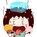 头上顶一个冰块散热可爱趣图gif搞笑图片