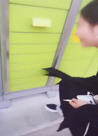 快递柜夹住裙子的搞笑图爆笑gif搞笑图片