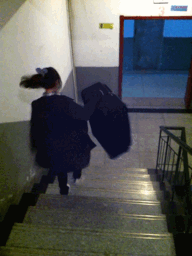 女汉子提行李箱的动图爆笑gif搞笑图片