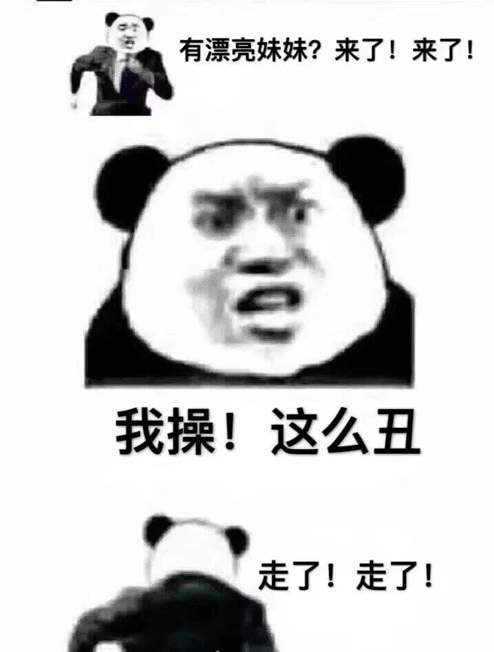 熊猫头：有漂亮妹妹，来了来了，我艹！这么丑，走了走了DIY斗图gif搞笑图片