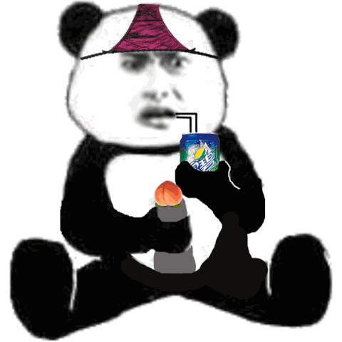污表情熊猫头头戴三角裤喝着汽水打飞机DIY斗图gif搞笑图片