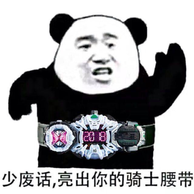熊猫头：少废话，亮出你的骑士腰带吧DIY斗图gif搞笑图片