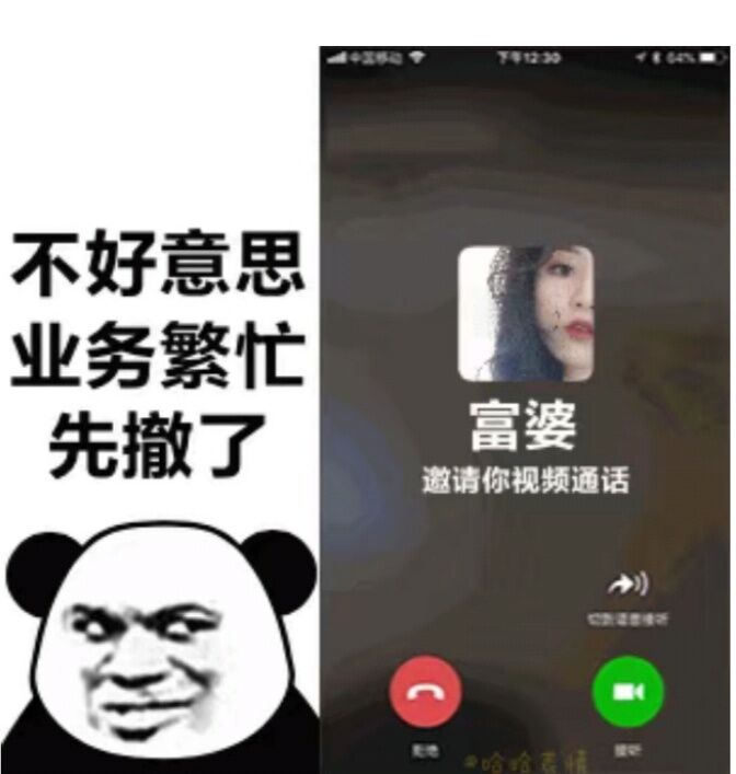 熊猫头（与富婆微信语音通话中）：业务繁忙，先撤了DIY斗图gif搞笑图片