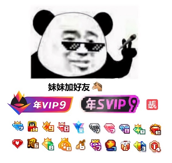 QQ满级VIP熊猫头：妹妹加好友DIY斗图gif搞笑图片