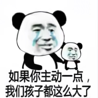 熊猫头流着泪：如果你主动一点，我们孩子都这么大了DIY斗图gif搞笑图片