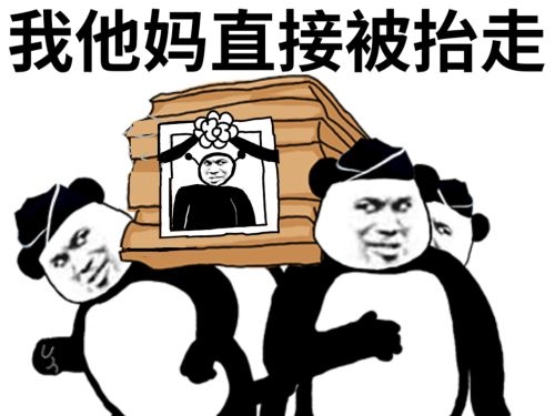 熊猫头黑人抬棺：我他妈直接被抬走DIY斗图gif搞笑图片