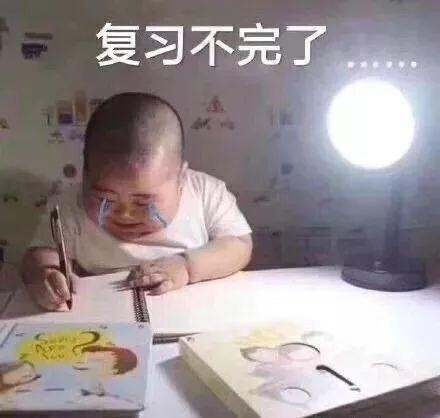印尼小胖写作业写到崩溃流泪：复习不完了DIY斗图gif搞笑图片