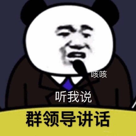 群领导熊猫头讲话：咳咳，听我说DIY斗图gif搞笑图片