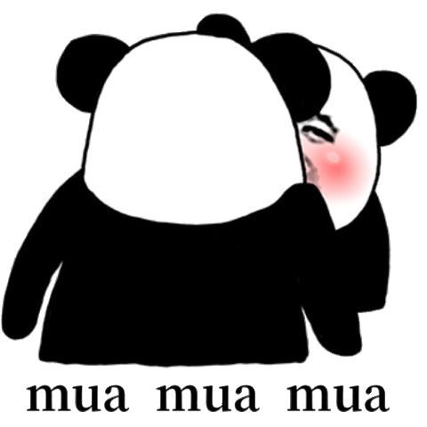 两只熊猫头亲嘴：mua mua muaDIY斗图gif搞笑图片