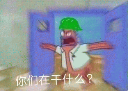 派大星戴着绿帽破门而入：你们在干什么DIY斗图gif搞笑图片