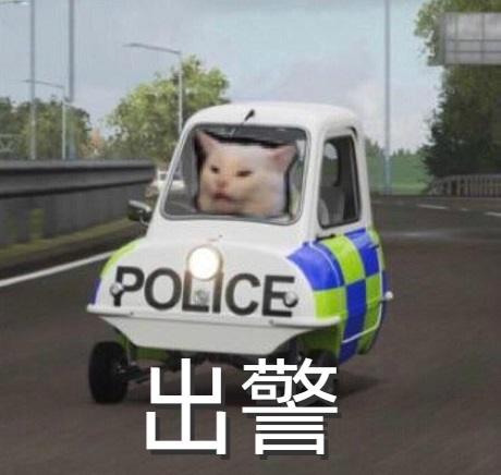 [高清]猫咪坐着警车POLICE巡逻：出警啦DIY斗图gif搞笑图片