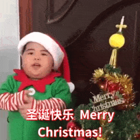 马来西亚tatan小胖子带着圣诞帽唱歌：祝你圣诞节快乐Merry ChristmasDIY斗图gif搞笑图片