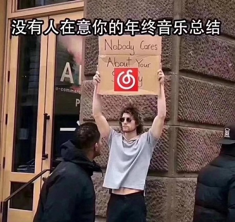 举牌meme：没有人在意你的年终音乐总结（网易云音乐）DIY斗图gif搞笑图片