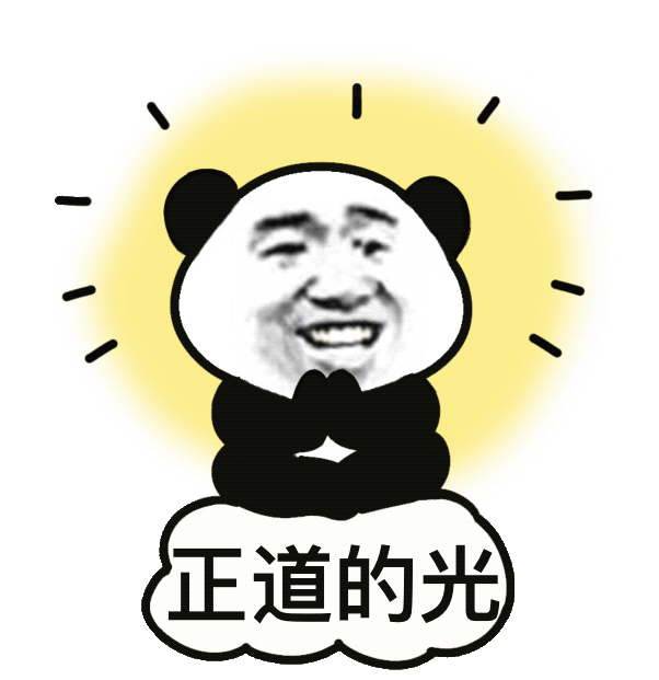 熊猫头双手合十发着金光：正道的光GIF动图表情包DIY斗图gif搞笑图片