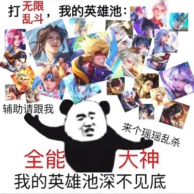 王者荣耀_全能大神熊猫头：我的英雄池深不见底DIY斗图gif搞笑图片