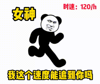 熊猫头以时速0KM/h跑着：女神_我这个速读能追到你吗DIY斗图gif搞笑图片