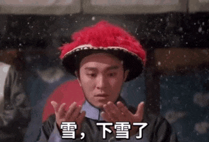 周星驰跪在地上惊叹道：雪_下雪了GIF动图DIY斗图gif搞笑图片