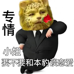 专情的金钱豹对小妞说：要不要和本豹谈恋爱DIY斗图gif搞笑图片