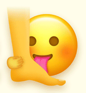 色批emoji小黄脸舔脚GIF动图DIY斗图gif搞笑图片