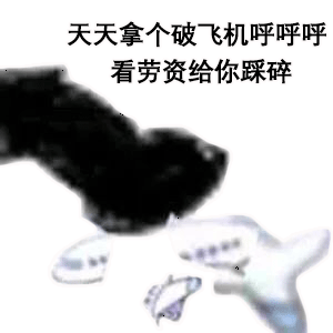 熊猫头玩飞机表情包天天拿个破飞机_看老子给你踩碎DIY斗图gif搞笑图片