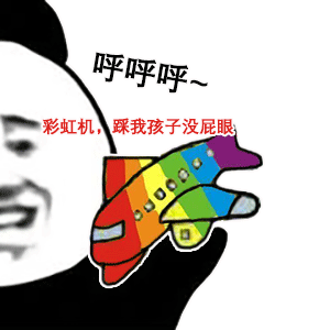 熊猫头玩飞机表情包呼呼呼~彩虹机DIY斗图gif搞笑图片