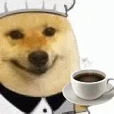 小狗厨师表情包 咖啡发表情gif搞笑图片