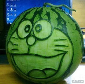 西瓜版哆啦A梦创意gif搞笑图片