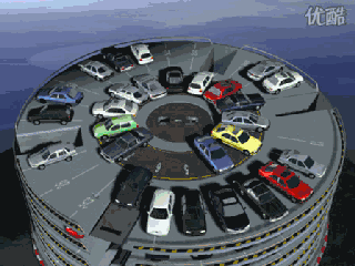 圆形立体停车场模拟创意gif搞笑图片
