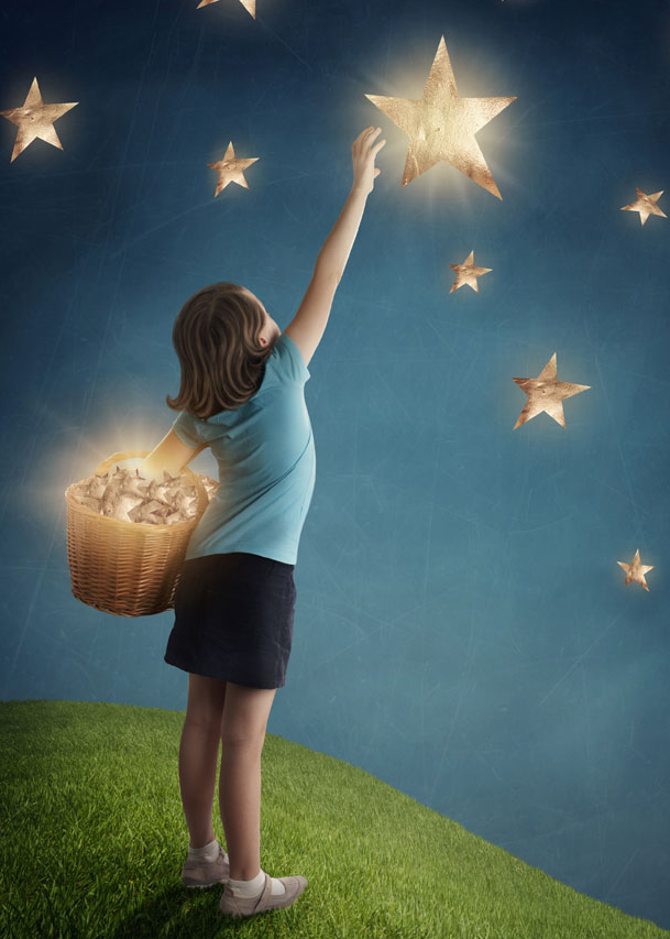 小孩子伸手摘星星梦幻创意设计高清图片创意gif搞笑图片