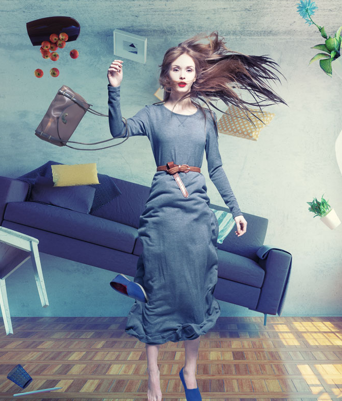 美女房间悬浮反重力创意设计高清图片大全创意gif搞笑图片