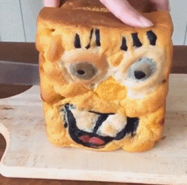 超有创意的海绵宝宝面包图创意gif搞笑图片