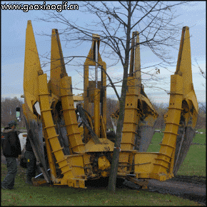 老外的挖树机器是狠呀创意gif搞笑图片