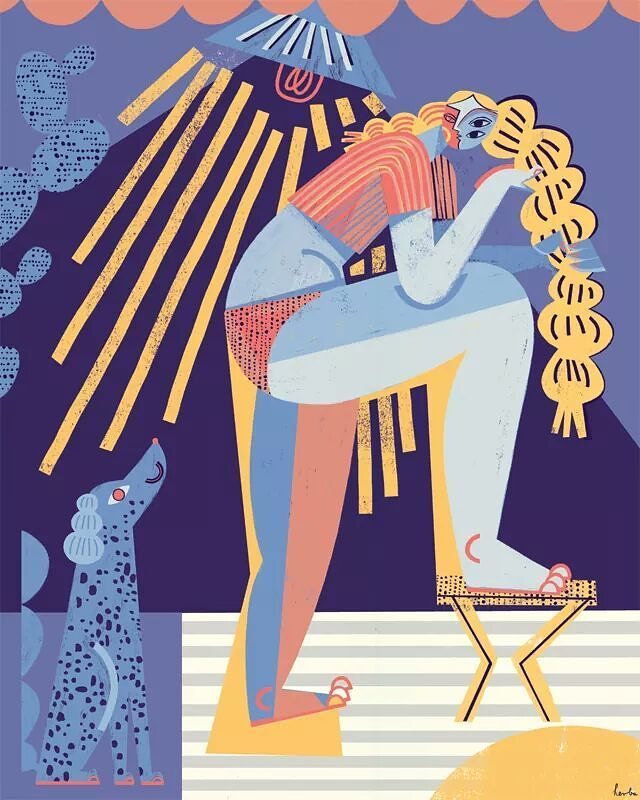 波兰插画家Gosia Herba的绘画作品，人物造型很有个性 ​创意gif搞笑图片