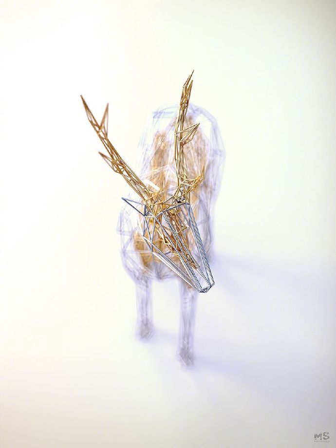 数字艺术家 Mat Szulik 制作的“铁丝”雕塑创意gif搞笑图片