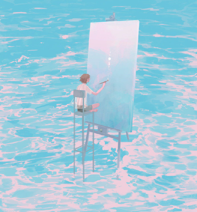 蓝色的夏日清凉 | 插画师70％EtOH ​创意gif搞笑图片