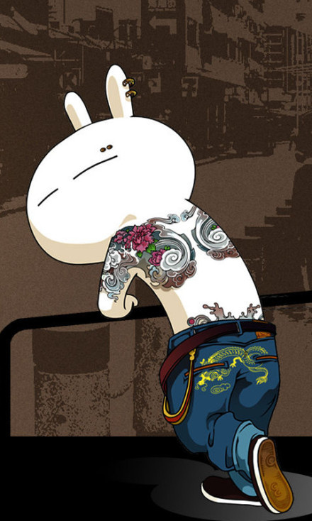 经典流氓兔造型哦动画漫画gif搞笑图片